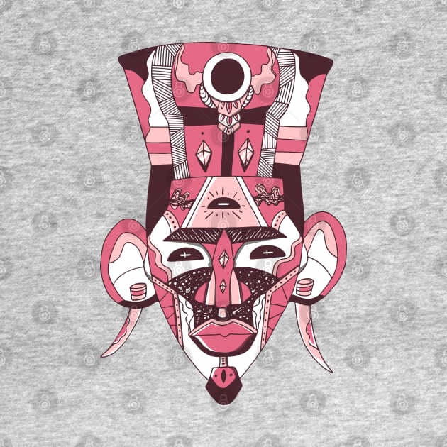 Pink and White African Mask 6 by kenallouis